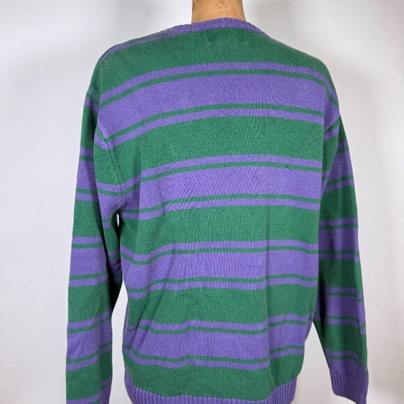 Vintage Chaps Green Purple Stripped Sweater - Picture 2 of 8